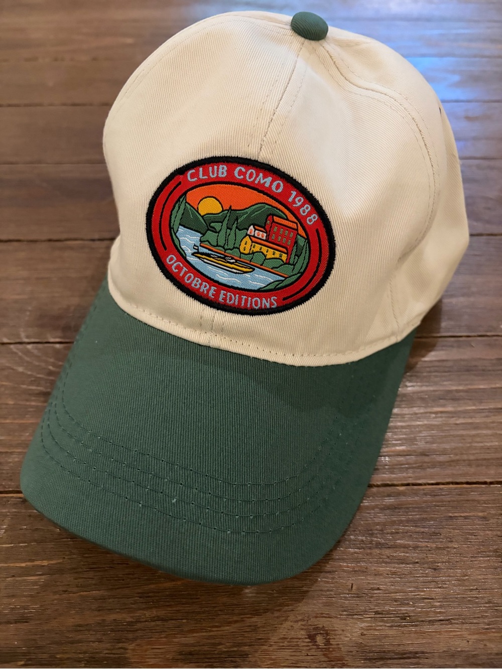Club Como Two-Tone Green and Cream Baseball Cap / Octobre Editions